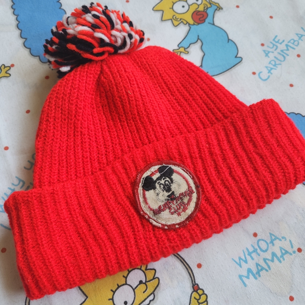 Vintage Disney Mickey Mouse Club Pom Beanie Knit Hat